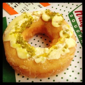 Lemon something-or-other Krispy Kreme donut